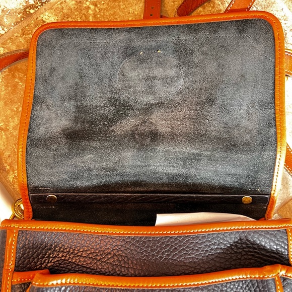 Dooney & Bourke Black and Tan Leather Messenger Bag - Picture 9 of 15